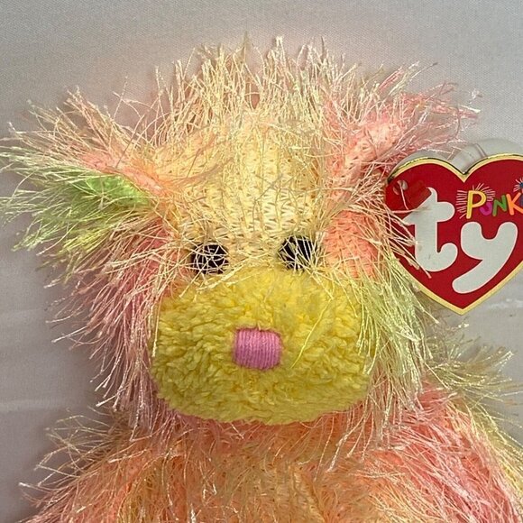 Ty Punkies Rainbow The Bear Bright Multicolor 9" Stuffed Plush Pink Nose 2002 - Picture 14 of 14